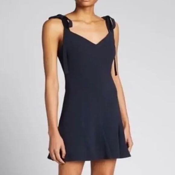 Cinq a Sept Kirsty Shoulder-Tie Flounce Mini Dress - Navy Blue - Size 8 - Picture 1 of 6